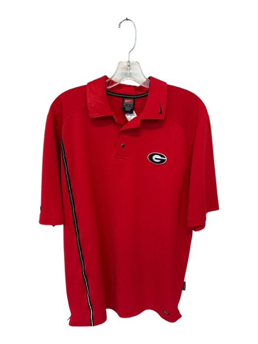 Nike Team Size M Red & Black Polyester UGA Textured Men's Polo Red & Black / M