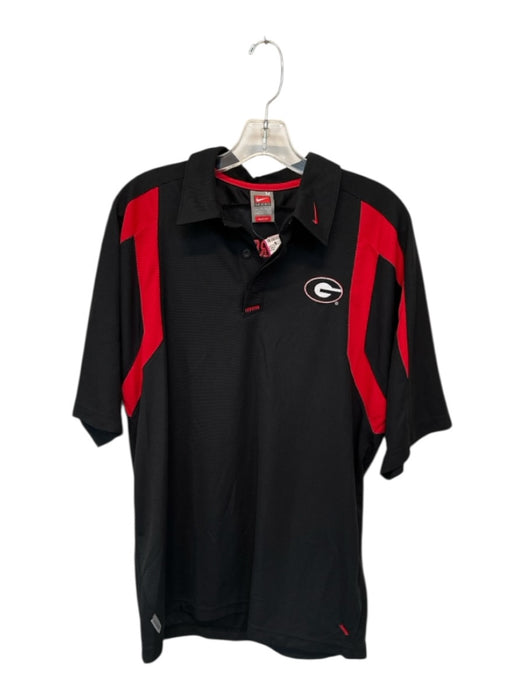 Nike Team Size M Black & Red Polyester UGA Textured Men's Polo Black & Red / M
