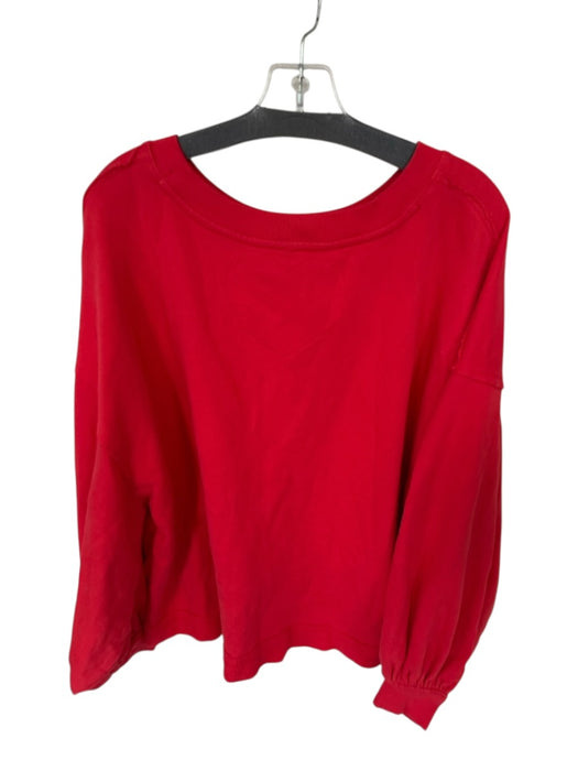 Free People Size XS Red Cotton Long Balloon Sleeve Oversized Sweatshirt Red / XS