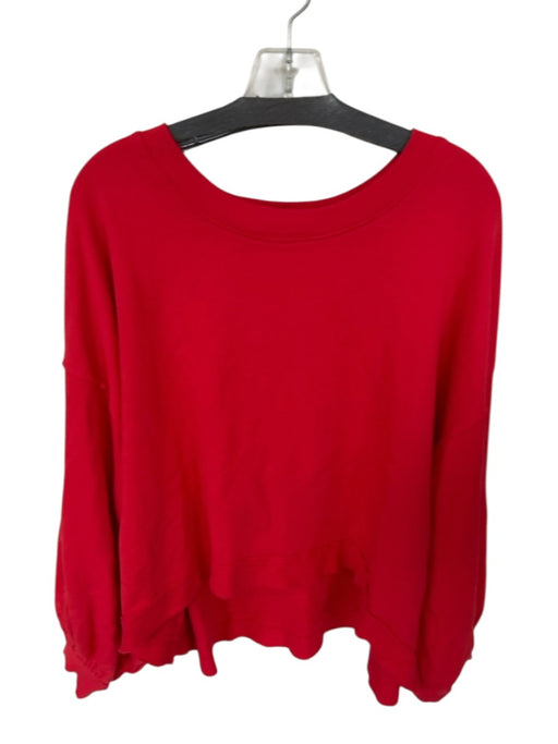 Free People Size XS Red Cotton Long Balloon Sleeve Oversized Sweatshirt Red / XS