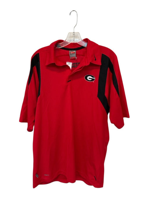 Nike Team Size M Red & Black Polyester UGA Textured Men's Polo Red & Black / M