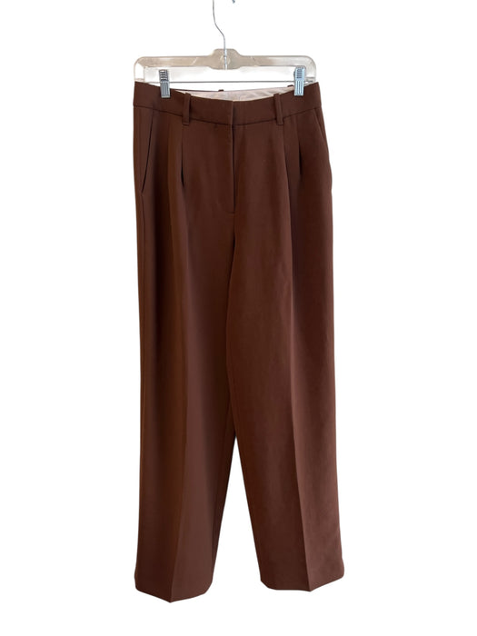 Wilfred Size 6 Brown Polyester Pockets Pleats Wide Leg Pants Brown / 6