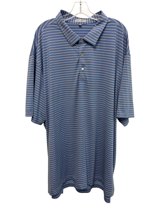 Peter Millar Size 3X Blue, Yellow, WHite Polyester Striped Polo Short Sleeve Blue, Yellow, WHite / 3X
