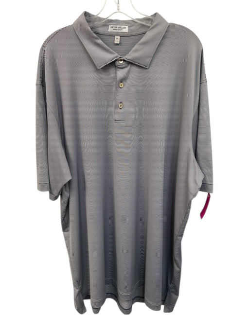 Peter Millar Size 3XL Gray & White Polyester Polo Men's Short Sleeve Gray & White / 3XL