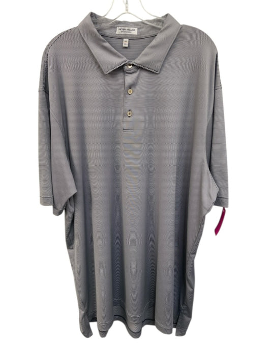Peter Millar Size 3XL Gray & White Polyester Polo Men's Short Sleeve Gray & White / 3XL