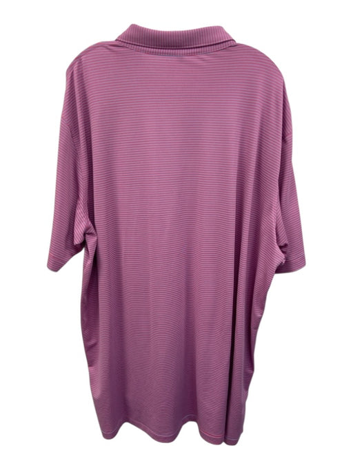 Peter Millar Size 3XL Pink & Gray Polyester Striped Polo Men's Short Sleeve Pink & Gray / 3XL
