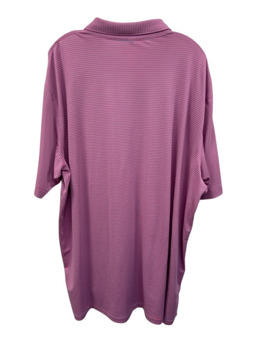Peter Millar Size 3XL Pink & Gray Polyester Striped Polo Men's Short Sleeve Pink & Gray / 3XL