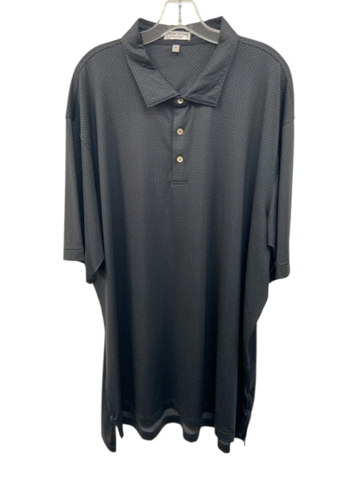 Peter Millar Size 3XL Black & Gray Polyester All Over Print Polo Short Sleeve Black & Gray / 3XL