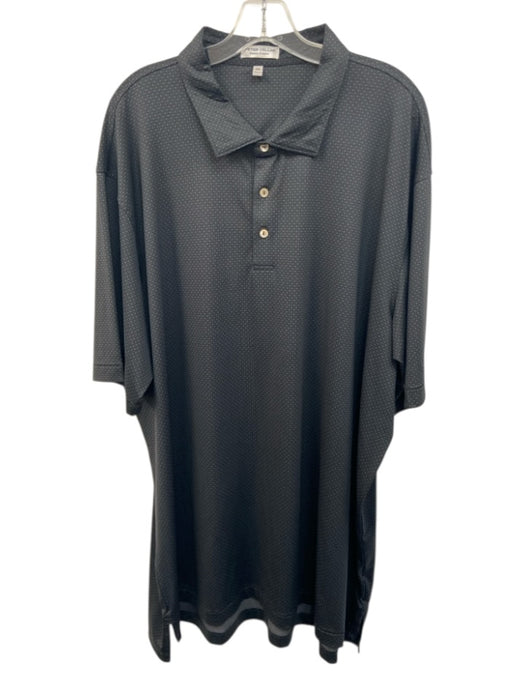 Peter Millar Size 3XL Black & Gray Polyester All Over Print Polo Short Sleeve Black & Gray / 3XL