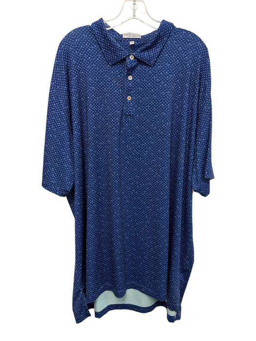 Peter Millar Size 3XL Blue Polyester All Over Print Polo Men's Short Sleeve Blue / 3XL