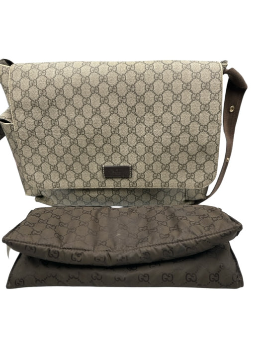 Gucci Beige Coated Canvas Pockets Guccissima Adjustable Strap Diaper Bag Bag Beige