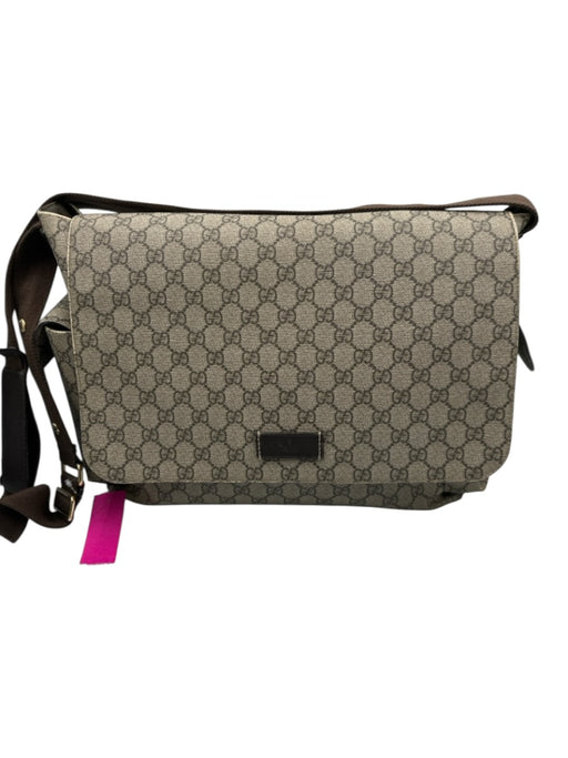 Gucci Beige Coated Canvas Pockets Guccissima Adjustable Strap Diaper Bag Bag Beige