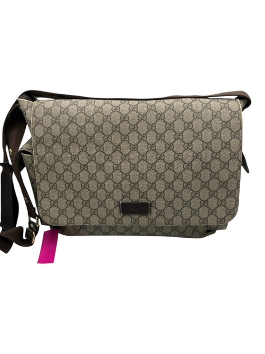 Gucci Beige Coated Canvas Pockets Guccissima Adjustable Strap Diaper Bag Bag Beige