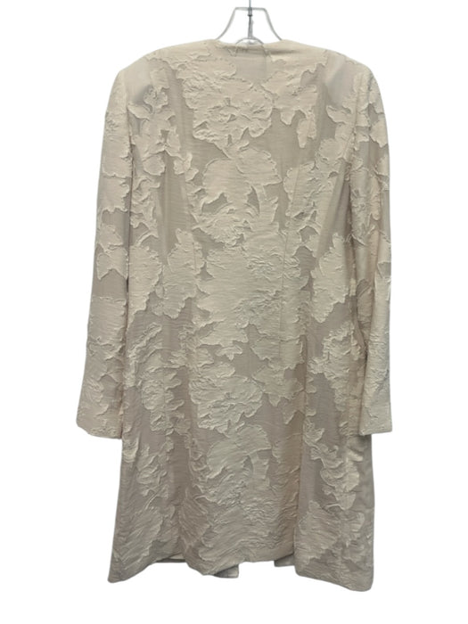 Lafayette 148 Size 6 Cream White Cotton Blend Textured Shoulder Pads Long Coat Cream White / 6