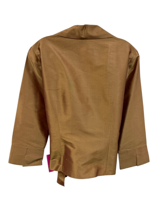 Lafayette 148 Size 10 Brown Silk Satin Long Sleeve Wrap Top Pencil Skirt Set Brown / 10