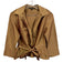 Lafayette 148 Size 10 Brown Silk Satin Long Sleeve Wrap Top Pencil Skirt Set Brown / 10