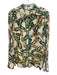 Diane Von Furstenberg Size 8 White, Brown & Teal Silk Chain Print Button Up Top White, Brown & Teal / 8