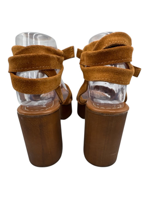 Steve Madden Shoe Size 38 Brown Suede Wood Sole Ankle Tie Platform Sandals Brown / 38