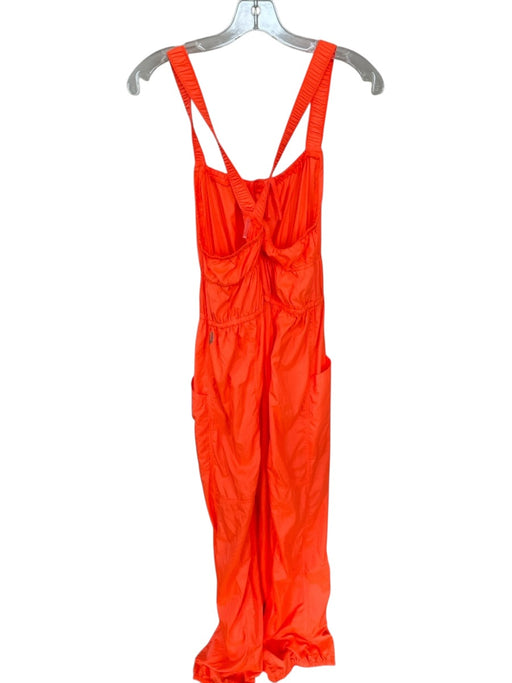 FP Movement Size M Neon Orange Polyamide Tie Detail Pockets Cross Back Jumpsuit Neon Orange / M