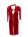 House of CB Size M Fire Engine Red Polyester Blend Halter Mesh Long Sleeve Gown Fire Engine Red / M