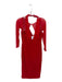 House of CB Size M Fire Engine Red Polyester Blend Halter Mesh Long Sleeve Gown Fire Engine Red / M
