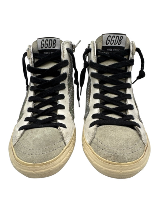 Golden Goose Shoe Size 36 Silver, Beige, Black Leather & Suede Glitter Sneakers Silver, Beige, Black / 36