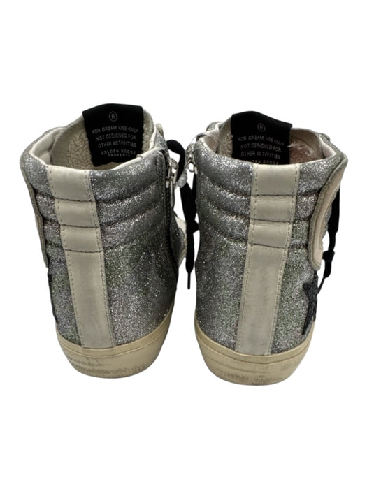 Golden Goose Shoe Size 36 Silver, Beige, Black Leather & Suede Glitter Sneakers Silver, Beige, Black / 36