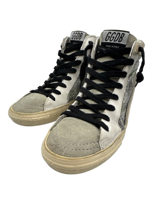 Golden Goose Shoe Size 36 Silver, Beige, Black Leather & Suede Glitter Sneakers Silver, Beige, Black / 36