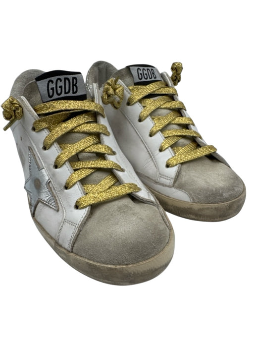 Golden Goose Shoe Size 26 Beige, Silver, Gold Leather & Suede Low Top Sneakers Beige, Silver, Gold / 26
