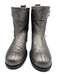 Jimmy Choo Shoe Size 36 Gunmetal Silver Pebble Leather Zip Side Calf Booties Gunmetal Silver / 36