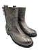 Jimmy Choo Shoe Size 36 Gunmetal Silver Pebble Leather Zip Side Calf Booties Gunmetal Silver / 36