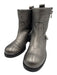 Jimmy Choo Shoe Size 36 Gunmetal Silver Pebble Leather Zip Side Calf Booties Gunmetal Silver / 36