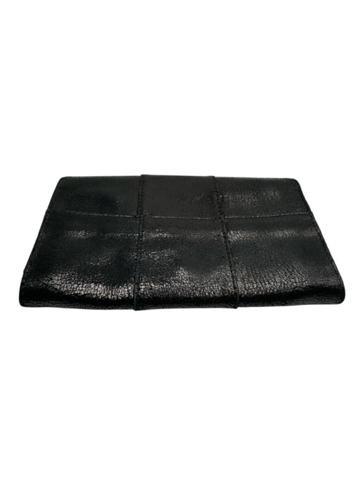 Tory Burch Black Leather Cracked / Distressed Gunmetal Detail Clutch Bag Black / Small