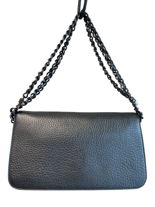 Tory Burch Gray Leather Chain Twist Lock Logo Emblem Removable Crossbody Purse Gray / Small
