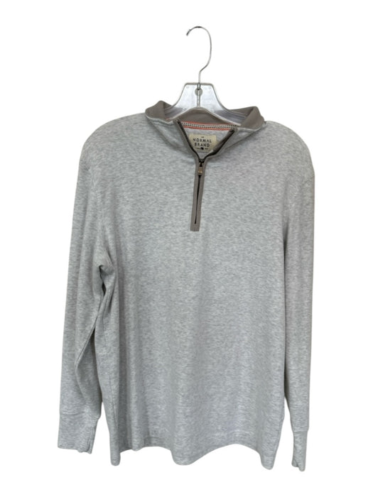 The Normal Brand Light Gray Cotton Blend Heathered Half Zip Men's Pullover Light Gray / M