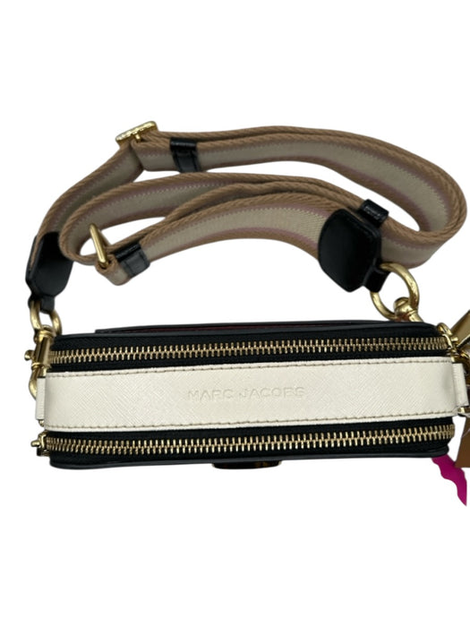 Marc Jacobs Mauve & Beige Leather Rectangle Color Block Canvas Strap Bag Mauve & Beige / S