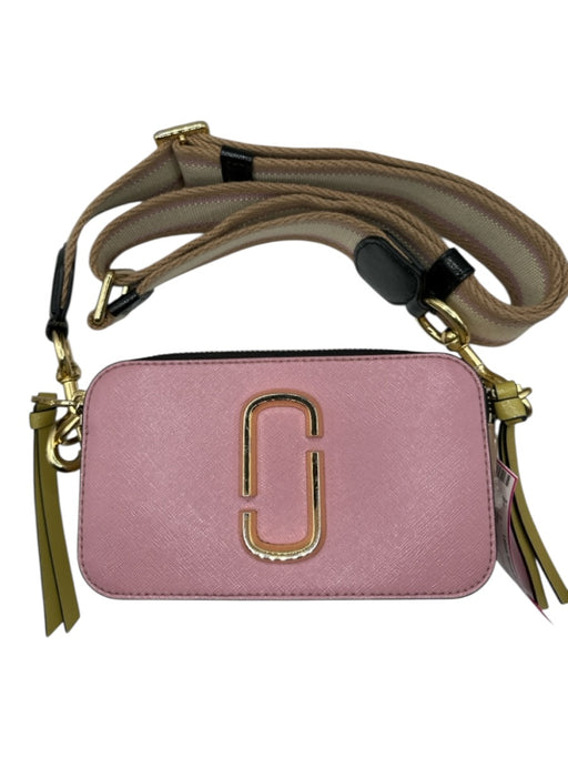 Marc Jacobs Mauve & Beige Leather Rectangle Color Block Canvas Strap Bag Mauve & Beige / S