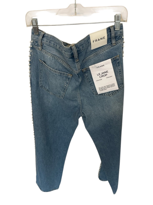 Frame Size 28 Light Wash Cotton Blend Pearl Detail Button Fly Pockets Jeans Light Wash / 28