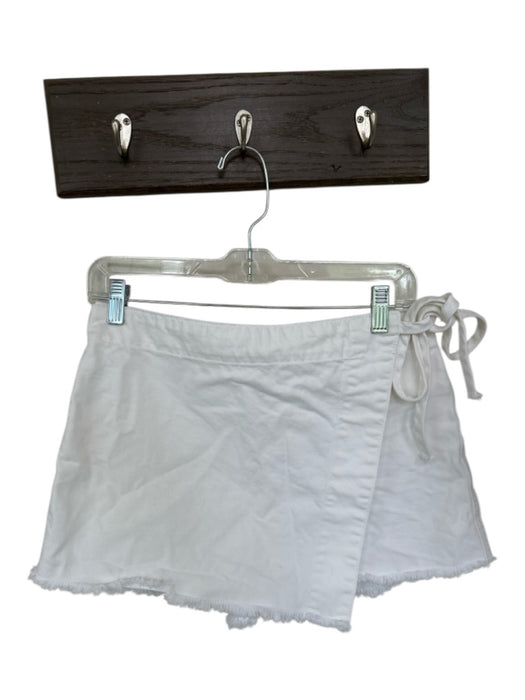 We The Free Size 6 White Cotton Blend Front Zipper Tie Detail Skort Skirt White / 6