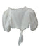 Lovers + Friends Size M White Cotton 3/4 Balloon Sleeve Wrap Ruffles Cropped Top White / M
