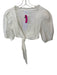 Lovers + Friends Size M White Cotton 3/4 Balloon Sleeve Wrap Ruffles Cropped Top White / M