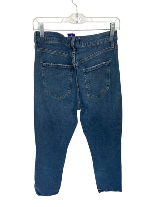 Agolde Size 28 Med Dark Wash Cotton Button Fly Raw Hem Cropped Jeans Med Dark Wash / 28