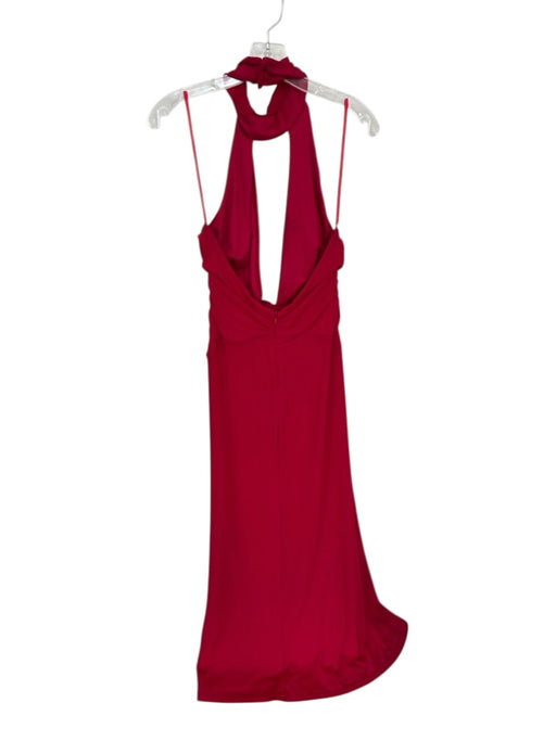 Runaway The Label Size L Dark Red Nylon Halter V Neck Mesh Maxi Gown Dark Red / L