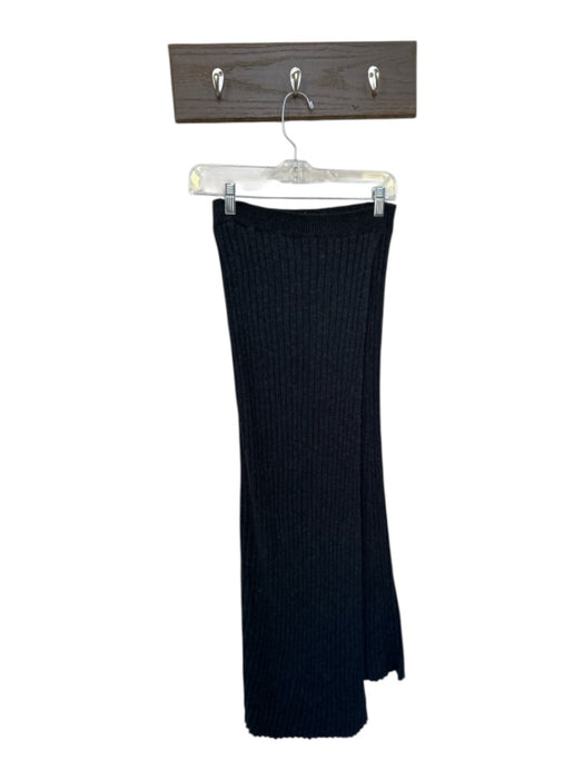 Free People Size M Black Cotton Blend Knit Ribbed Elastic Waist Maxi Skirt Black / M