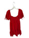 TCEC Size S Red Polyester Puff Short Sleeve Smocked Back Tie Detail Mini Dress Red / S
