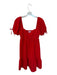 TCEC Size S Red Polyester Puff Short Sleeve Smocked Back Tie Detail Mini Dress Red / S