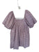 Hyacinth House Size M Purple & White Cotton Floral Rouched Square Neck Dress Purple & White / M