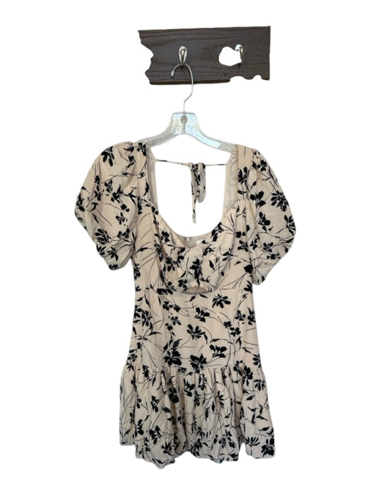 Aster Size M Tan & black Eco vero Puff Short Sleeve balloon hem Tie Back Dress Tan & black / M