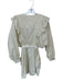 Free People Size S Light Yellow Cotton Long Balloon Sleeve Ruffles Belted Romper Light Yellow / S