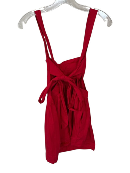 Free People Size M Red Cotton Sleeveless Gathered Side Back Tie Dress Red / M